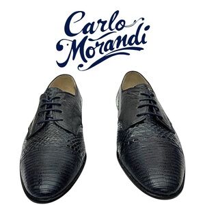 Carlo Morandi Mens Blue Lizard Skin Oxford Shoes Size 11 Medium Pre-Owned